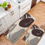 Tapis de cuisine en bois rustique bleu et brun 2 pièces