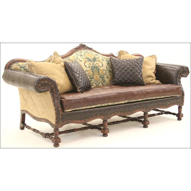 Barcelonia Leather Sofa, Hair Hide Brown/White, Brushy Bayou, Natural