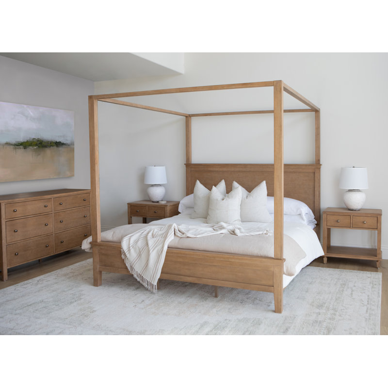 Ensemble de chambre à coucher à baldaquin 4 pièces Détails par Becki Owens, naturel vieilli, Grand