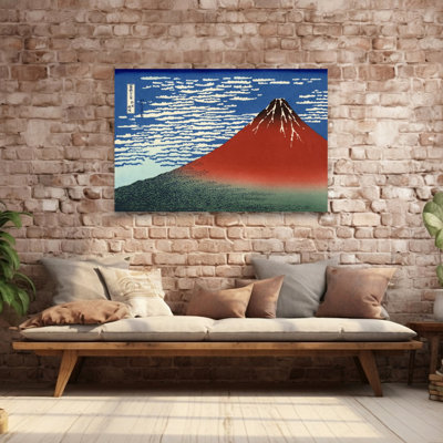 Fine Wind, Clear Morning C.1830-32 Classic Traditional Vintage Mountain Landscape Wall Art Print by Katsushika Hokusai - Wrapped Canvas Print