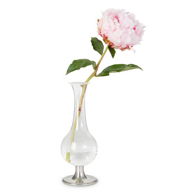 Clear/Silver 8" Glass Table Vase