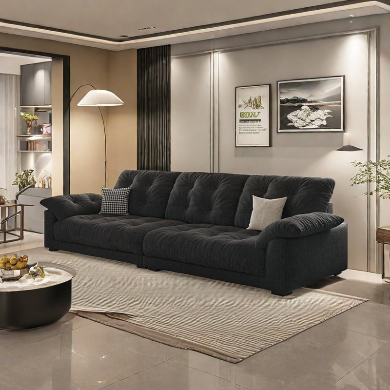 Modern luxury elegant fabric sofa, 4, 33.07" H x 118.11" W x 47.24" D