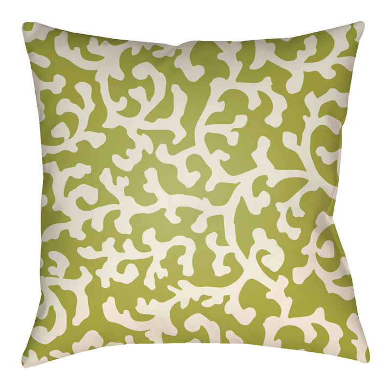 Litchfield Lumberton Indoor/Outdoor Throw Pillow, 26" H x 26" W, Lime Green/Ivory