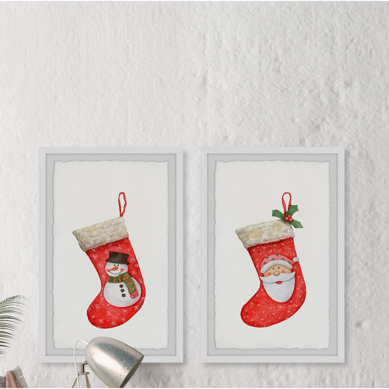 Cheney Cheney Snowman And Santa - 2 Piece Single Picture Frame Painting, 61cm H x 122cm W x 3.81cm D