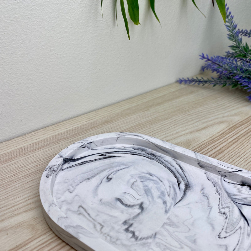 Oval Trinket Tray Dish, Grey