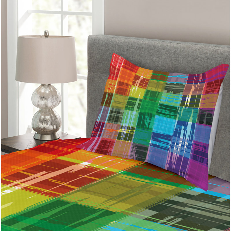 Adriell Multicolour Microfibre Bedspread Set, 170 x 220 cm Bedspread - 1 Sham