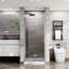 Goodyo 34"X 72" Bifold Frameless Glass Shower Door Combo W/ White Acrylic Shower Base-114015982