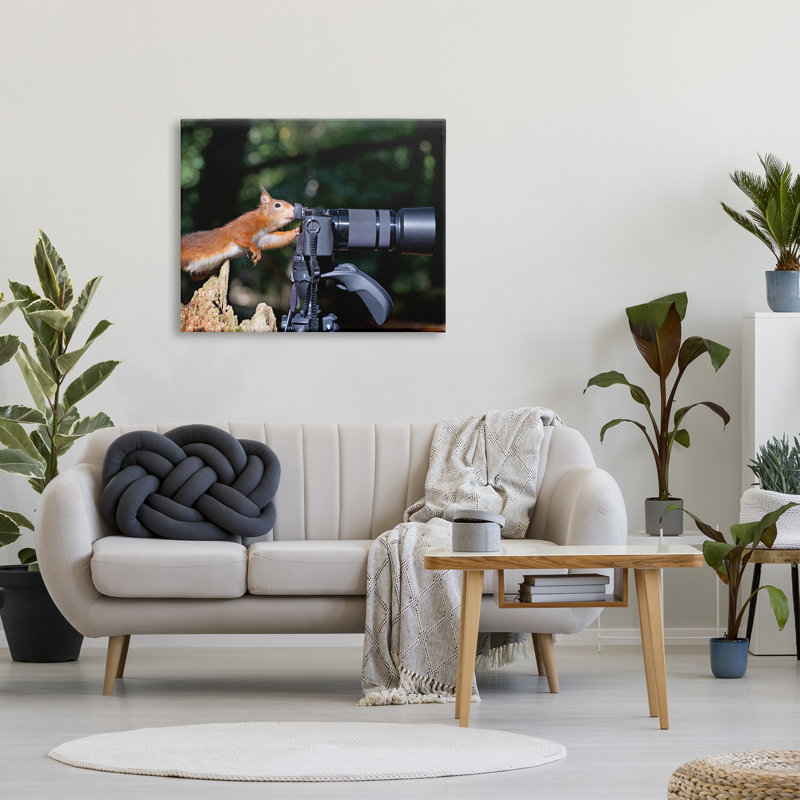 «Funny Squirreler» par Julie Hunt, H 30 po x l 40 po x P 1,5 po