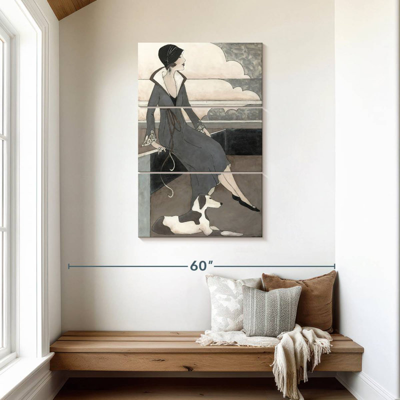 Art déco avec un chien, H 45 po x l 28 po