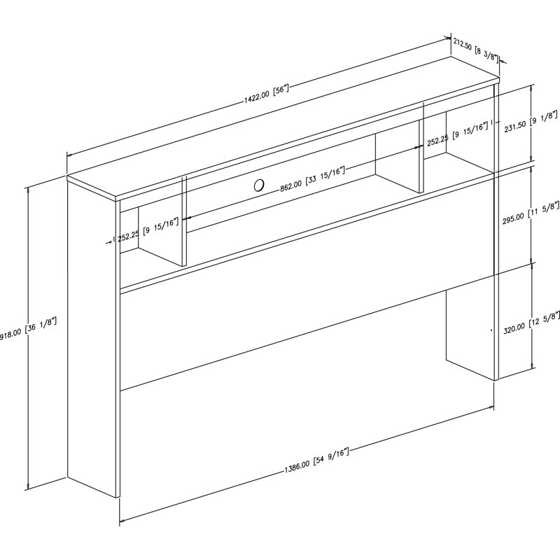 Pure White Fusion Full Bookcase Headboard with Storage
