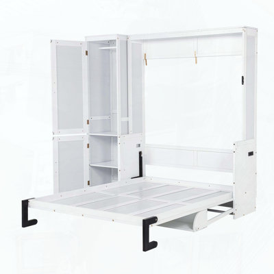 Grand lit escamotable avec garde-robe et bureau