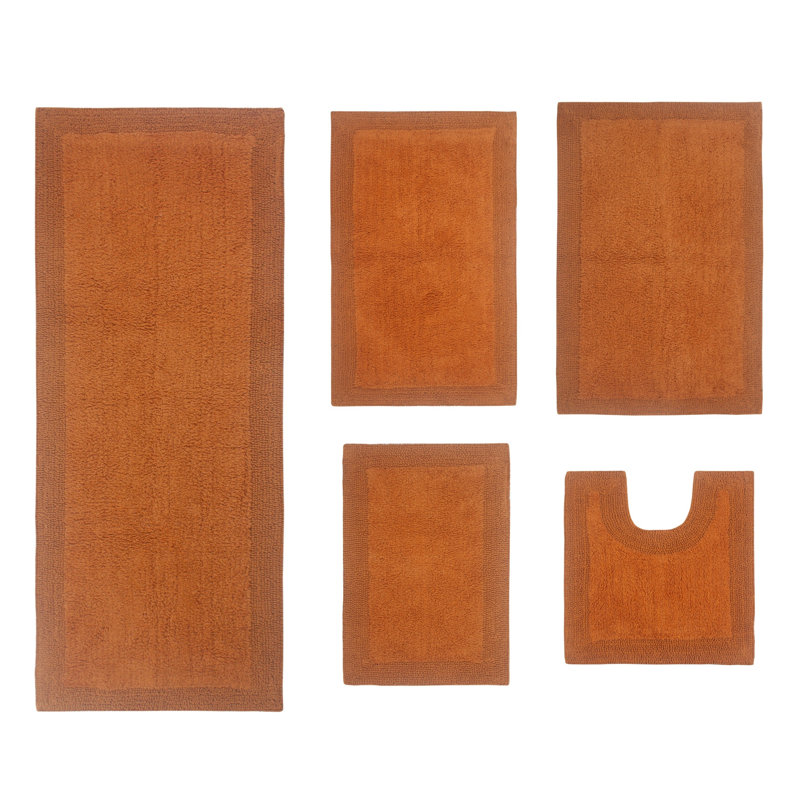 Bruss Luxury 100% Cotton Bath Rug (Set of 5) Reversible, Terracotta