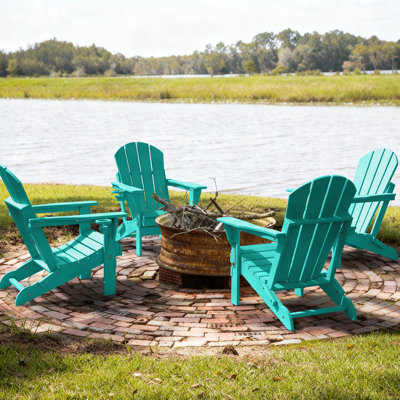 HDPE Outdoor Adirondack Foldable Chair Set Weather-Resistant  Fire Pit Chair With Cup Holder 4PCS