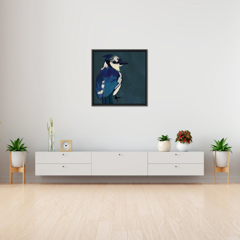 Nature Inspired Azure Aviary, 16" H x 16" W, Black, Floated Framed Canvas