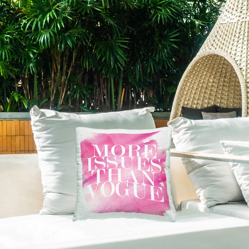 More Issues Than Vogue Phrase Outdoor Printed Pillow by lulusimonSTUDIO