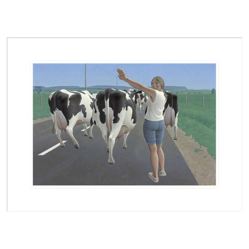«Stop for Cows» par Alex Colville - Impression giclée sur cadre, 16.4" H x 21.75" W