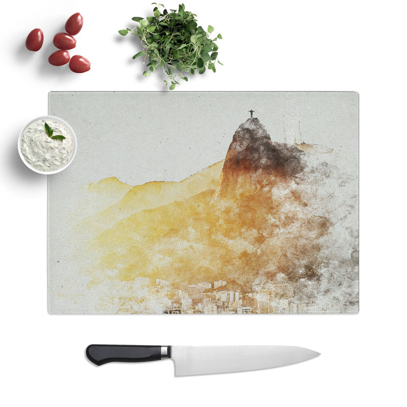 Christ the Redeemer in Rio Vol.3 Watercolour Chopping Board, 0.4cm H x 20cm W x 28.5cm L