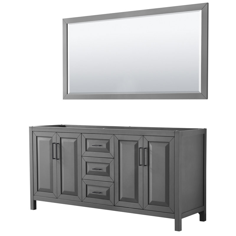 Daria 71'' Double Bathroom Vanity Base Only, Dark Grey/Matte Black