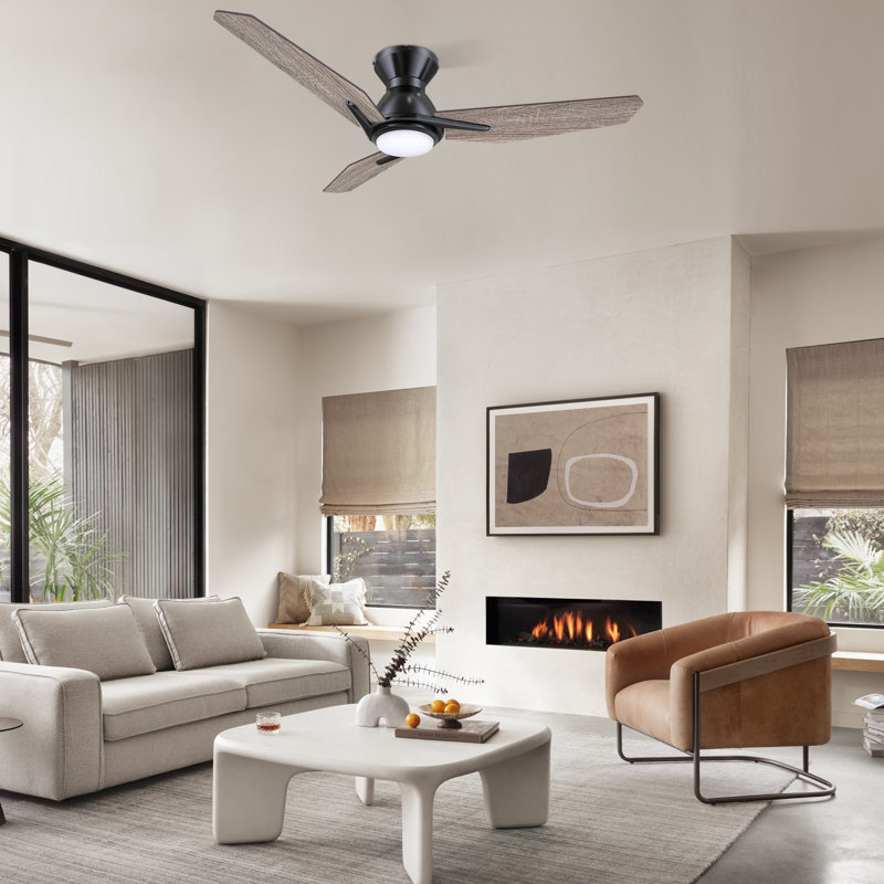 Smart Ceiling Fan With Remote, Light Kit Included, Works With Google Assistant And Amazon Alexa,Siri Shortcut., Black, 52"