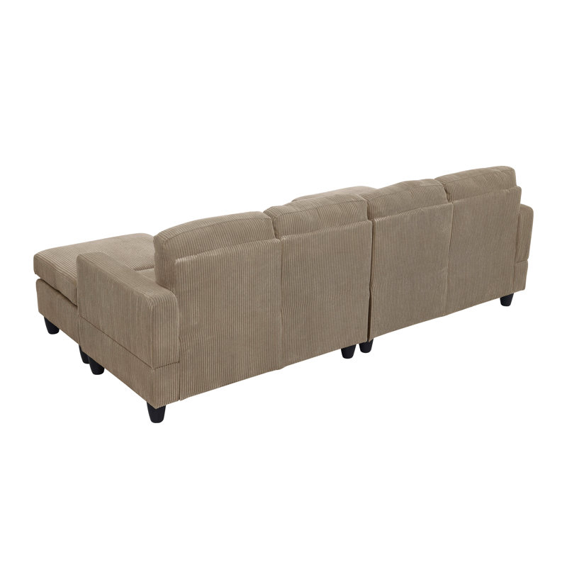 Modular Corduroy Sectional Sofa With Ottoman, Camel Corduroy