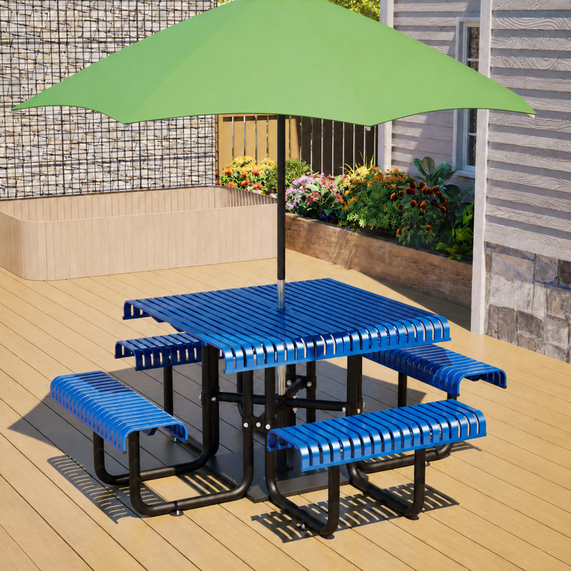 Ensemble de salle à manger robuste pour patio, table en métal de 80,7 pouces, mobilier de jardin moderne