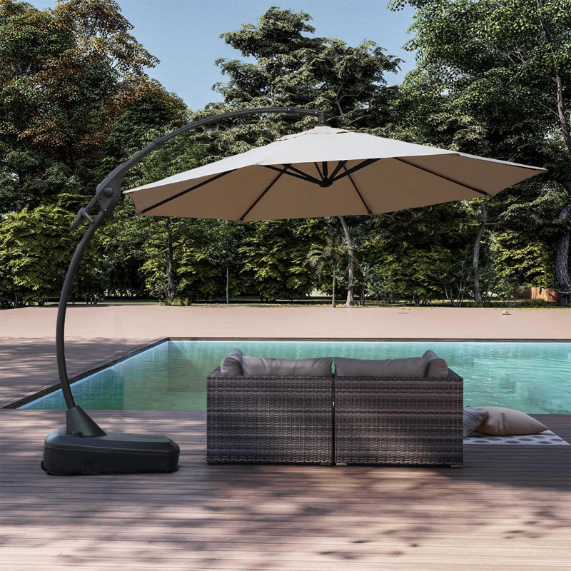 Parasol en porte-à-faux octogonal Kimolos, Beige, H 108 po x l 144 po x P 144 po
