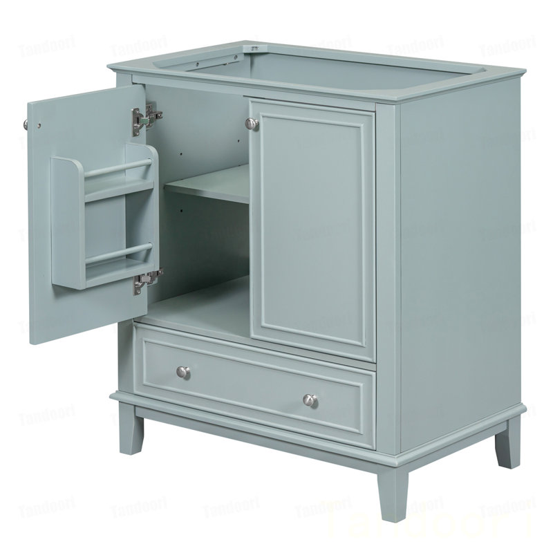 Meuble-lavabo de salle de bain sans lavabo, base seulement, armoire de salle de bain multifonctionnelle avec portes et tiroir, cadre solide et panneau de fibres à densité moyenne