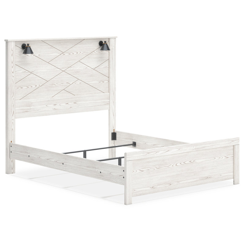 Gerridan Panel Bed, White/Gray, Queen
