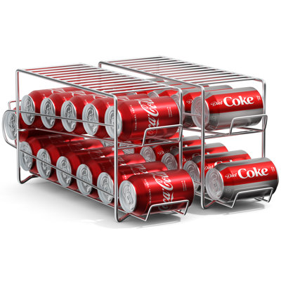 Sorbus Soda Can Rack Beverage Dispenser – 2 Pack Silver Soda Can Organizer Dispenses 12 Standard Size 12oz Soda Cans - (2 Pack, Silver)