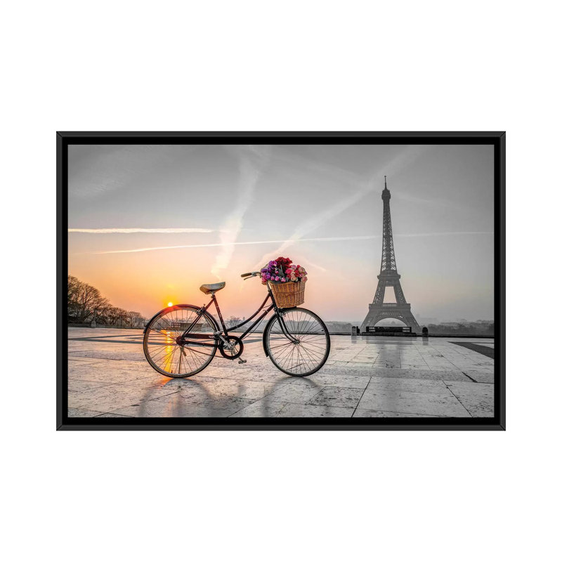 « paris ix », impression sur toile, H 18 po x l 26 po x P 1,5 po, Toile avec cadre noir, Pas de tapis