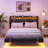 Upholstered Bed Frame With Headboard, Platform Bed With And Charging Station Storage & Led Light-1463539504-1463539501