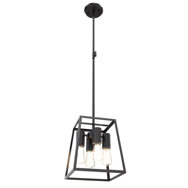 Luminaire suspendu géométrique 4 lumières lanternes Taryn, Finitions multiples / ébène