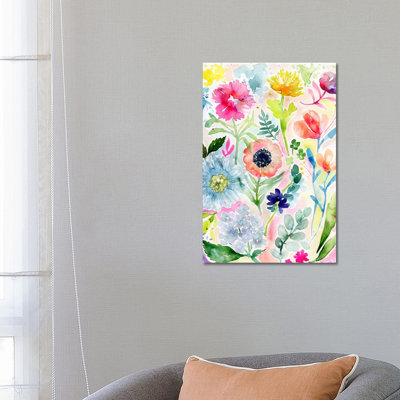 Loose Watercolor Flowers by Stephanie Corfee - Wrapped Canvas Painting