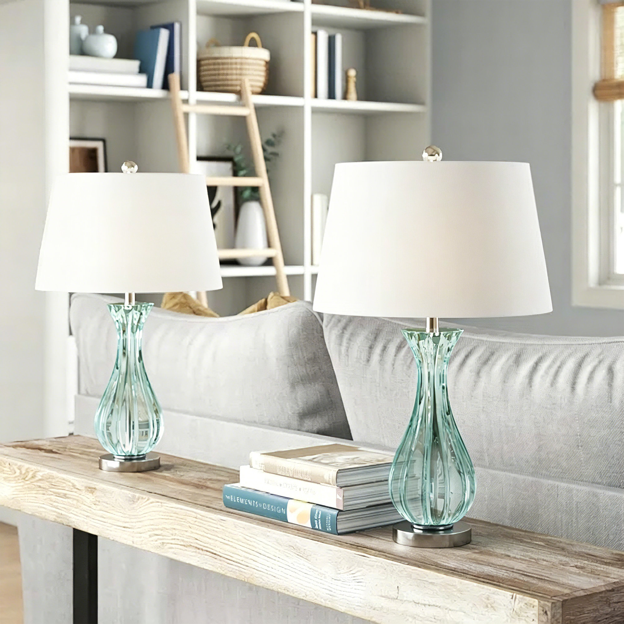 Ursuline 25.5" H Glass Table Lamp with Chrome Base