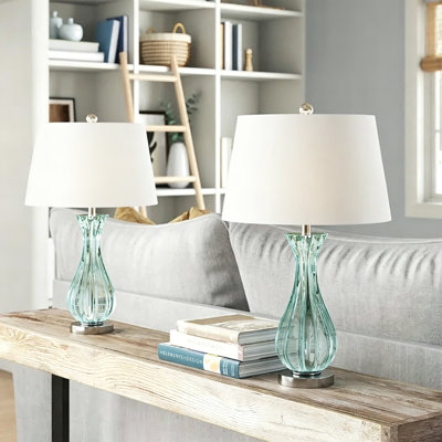 Ursuline 25.5" H Glass Table Lamp with Chrome Base