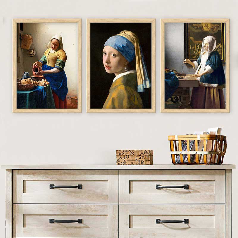 Superbe ensemble de peintures décoratives encadrées (3 pièces) de 21,7 po x 29,5 po chacune | Cadre 100% bois avec polystyrène de 0,8 pouce | Impression numérique UV | Parfait pour la décoration murale de salon, de bureau et de galerie