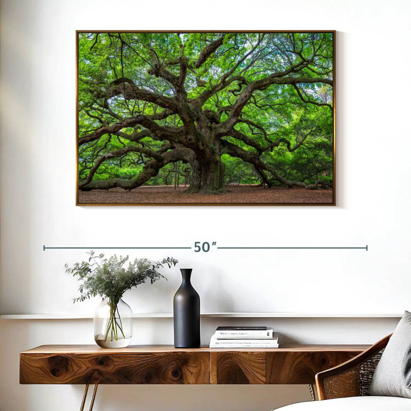 Vieux chêne, Cadre flottant doré, 40 po x 27 po