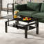 Table basse à double couche en verre trempé noir avec motif en cascade. Forme carrée pour un nettoyage facile. Convient à divers réglages. Comprend une trousse d'assemblage et des outils pour une installation simple.