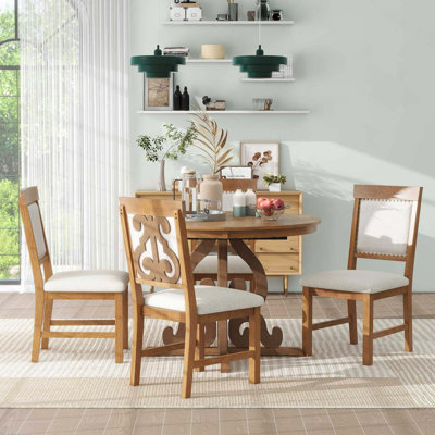 Ensemble de salle à manger rétro fonctionnel avec table extensible et 4 chaises rembourrées pour la salle à manger et la cuisine