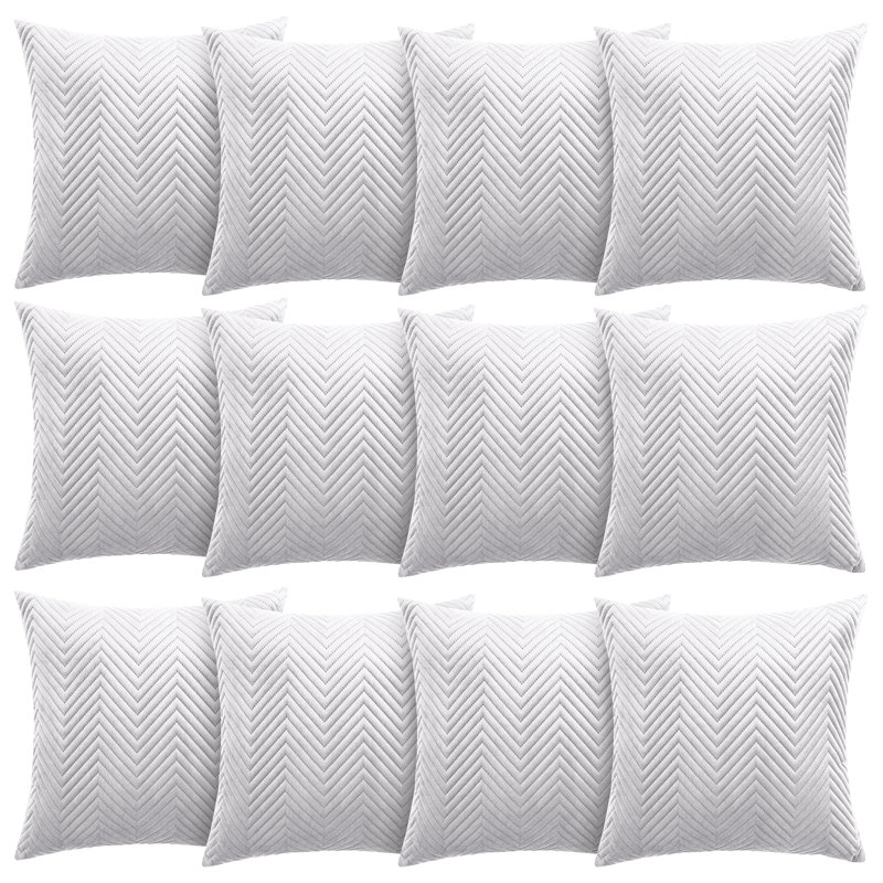 Aspire Homeware Embossed Square Velvet Cushion Cover, Silver, Pack of 12