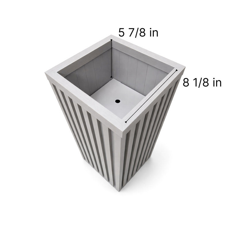 Colonne carrée grise, brune et brune, fabriquée en aluminium léger pour une utilisation à long terme, évacuation de l'eau de drainage prédécoupée, finition thermolaquée de couleur unie et bois moderne, plateau intérieur réglable