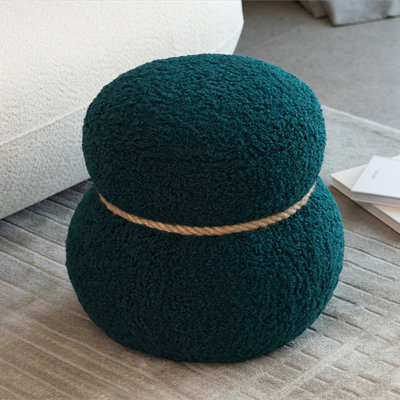 16.54''Snowman stool,Boucle fabric Ottoman Foot Rest,Teddy Round Foot Stool ,Small Stool for Living Room, Bedroom and Kitchen