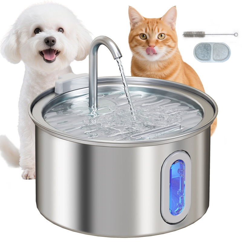 2.5L Cat Water Fountain for Drinking Stainless Steel Ultra-Silent
