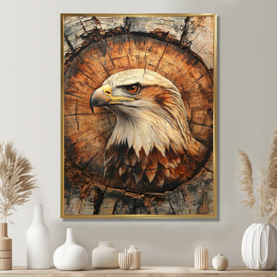 Uptal Eagle Head On A Wood Slide III - Eagle Canvas Prints