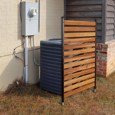 Air Conditioner Fence, 60in H x 38in W (1-Panel),Wood Fence Panels Trash Can Fences with Metal Stakes,Outdoor Freestanding Trash Can Fence