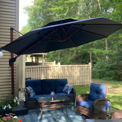Parasol en porte-à-faux rond en bois avec base Epperly