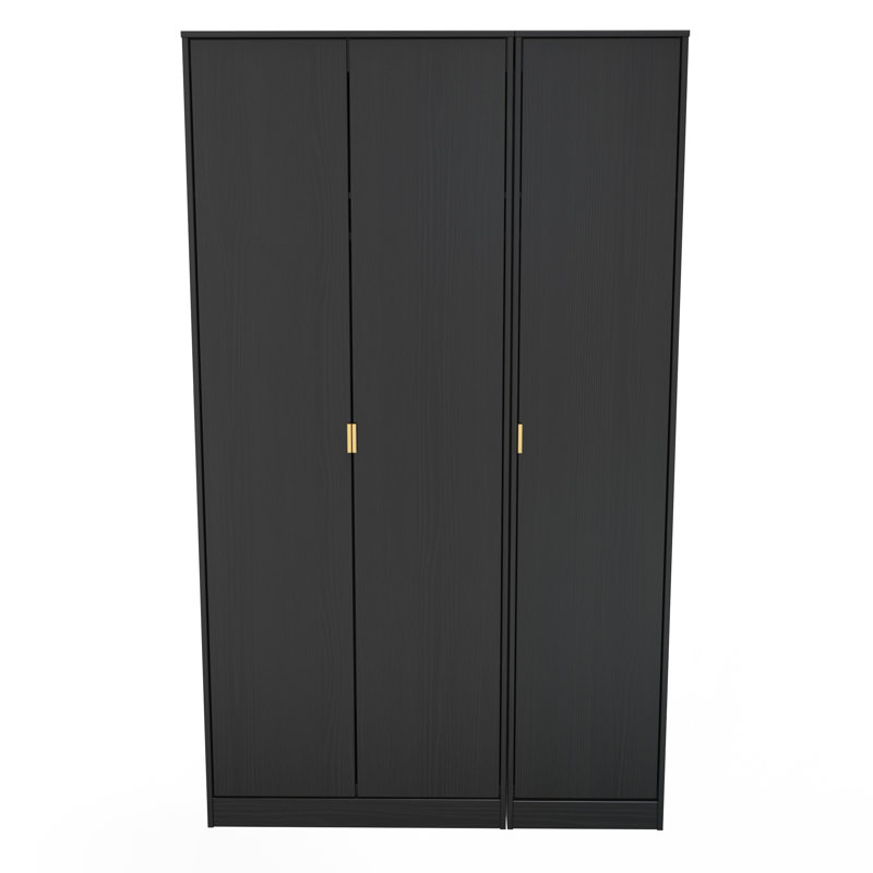 Fully Assembled 2 Door Wardrobe, 197cm H x 74cm W x 53cm D, Black