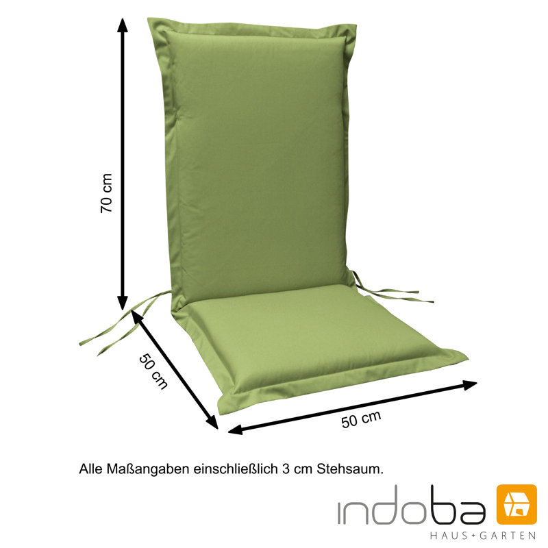 Premium Dining Chair Cushion, 9cm H x 50cm W x 120cm D, Green