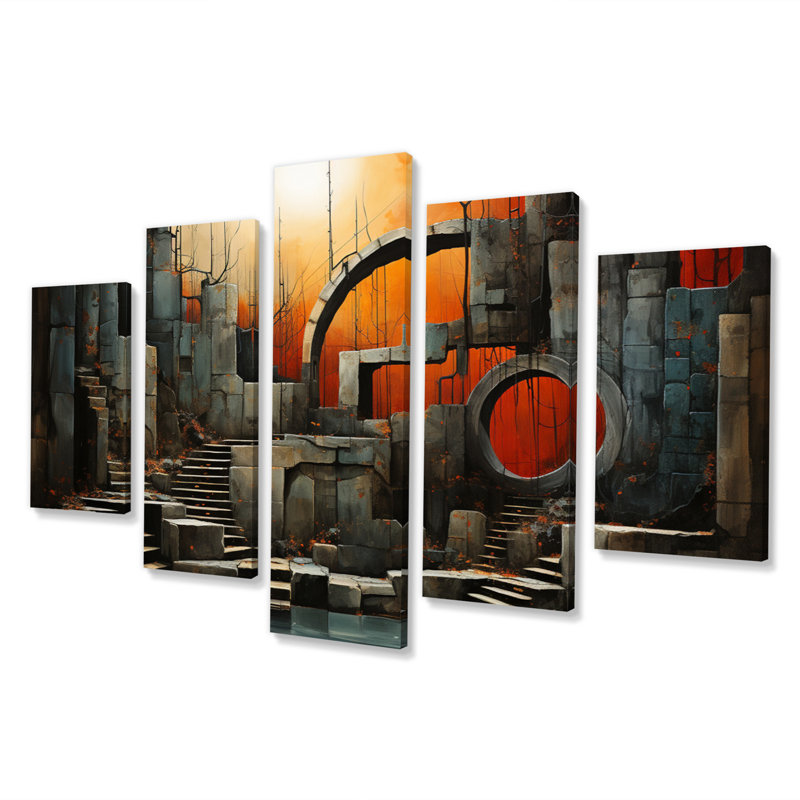 «Tunnel surreal passage collage», 5 pièces