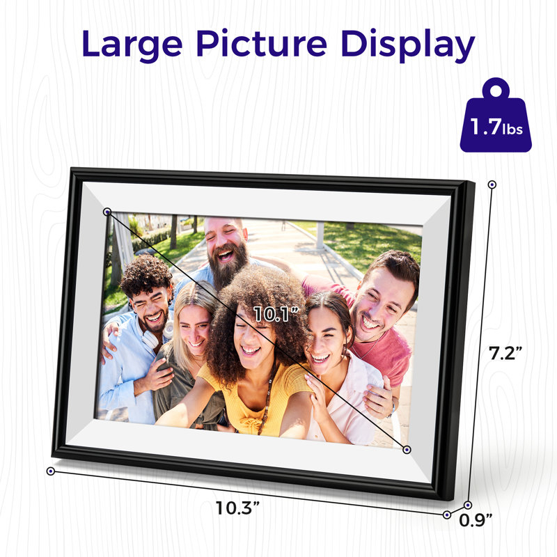 Cadre photo numérique 10,1 "Frameime WiFi ELime Frameo - Rotation automatique - Rangement illimité gratuit, emplacement Micro SD